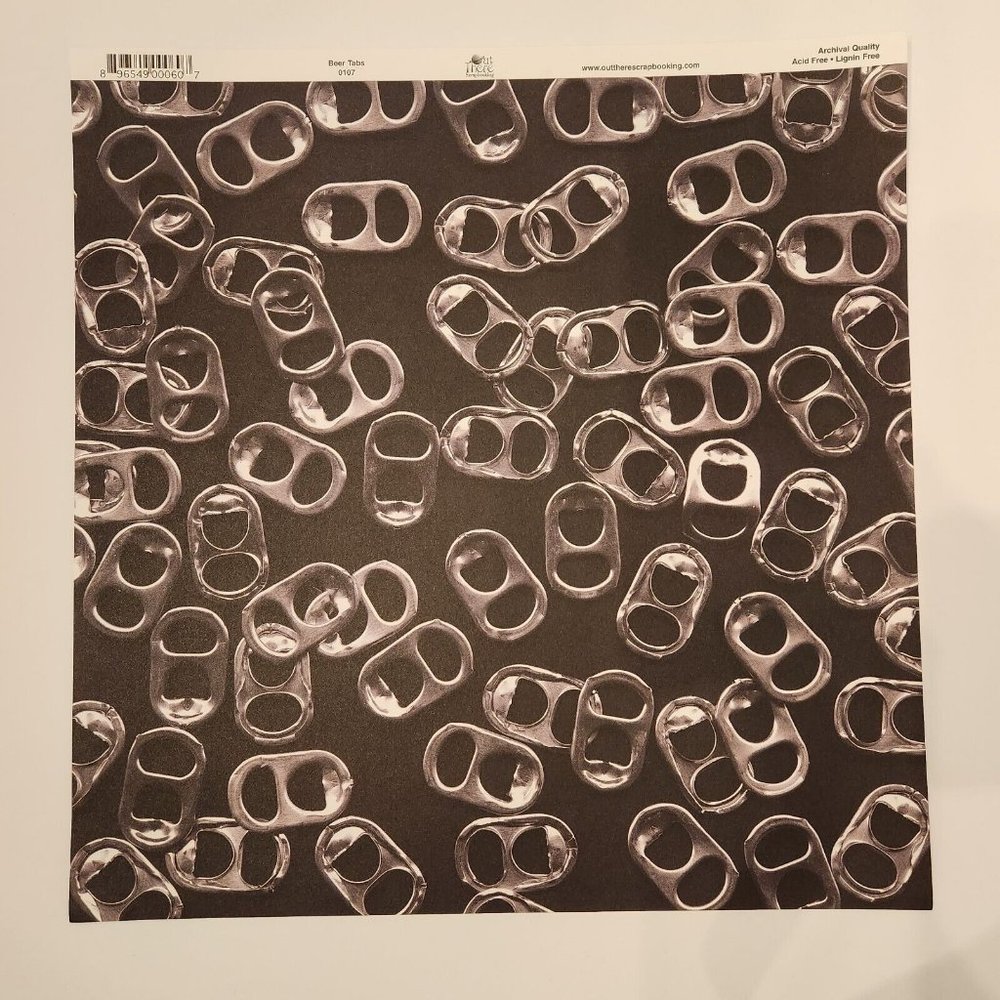 Scrapbook Paper Soda Beer Tabs 25 Sheets Black Silver